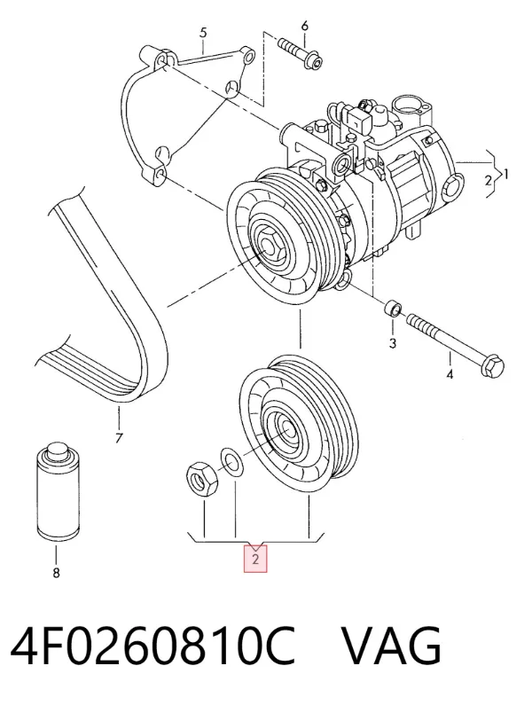 Polea del compresor de aire acondicionado 4F0260810C VAG