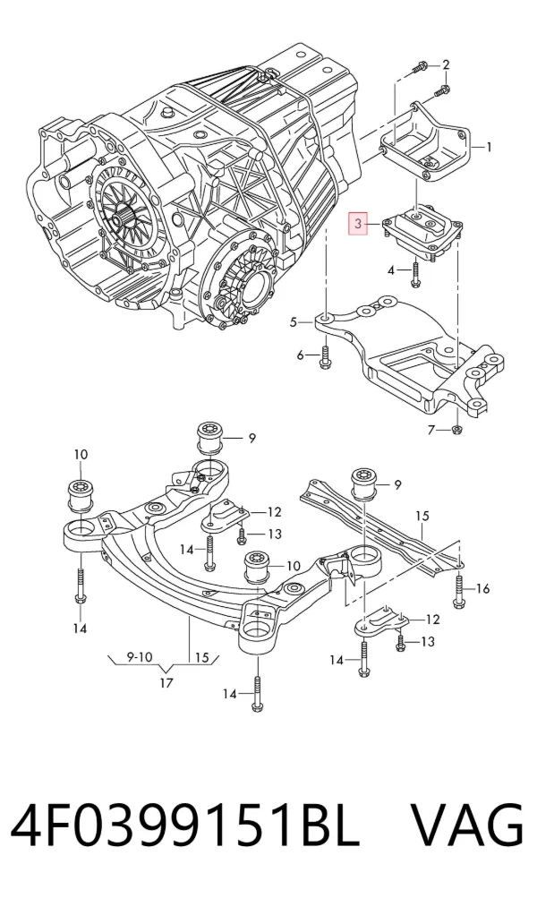 Taco de caja de cambios 4F0399151BL VAG