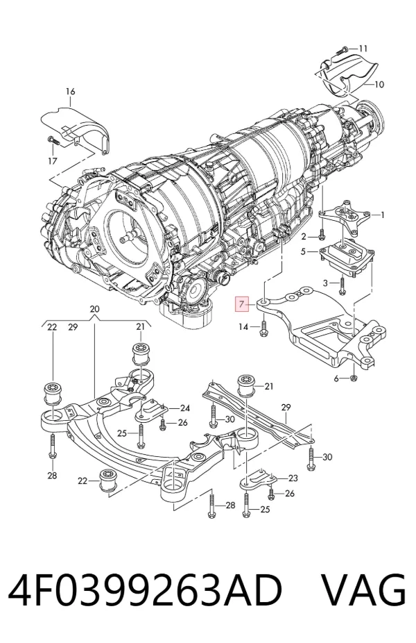 Soporte de la caja de cambios 4F0399263AD VAG