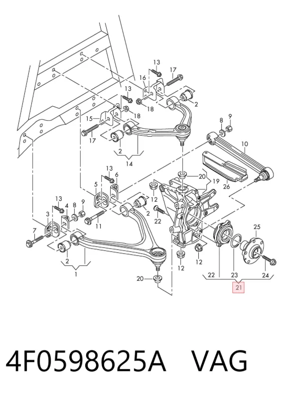 Cojinete de cubo delantero/trasero 4F0598625A VAG