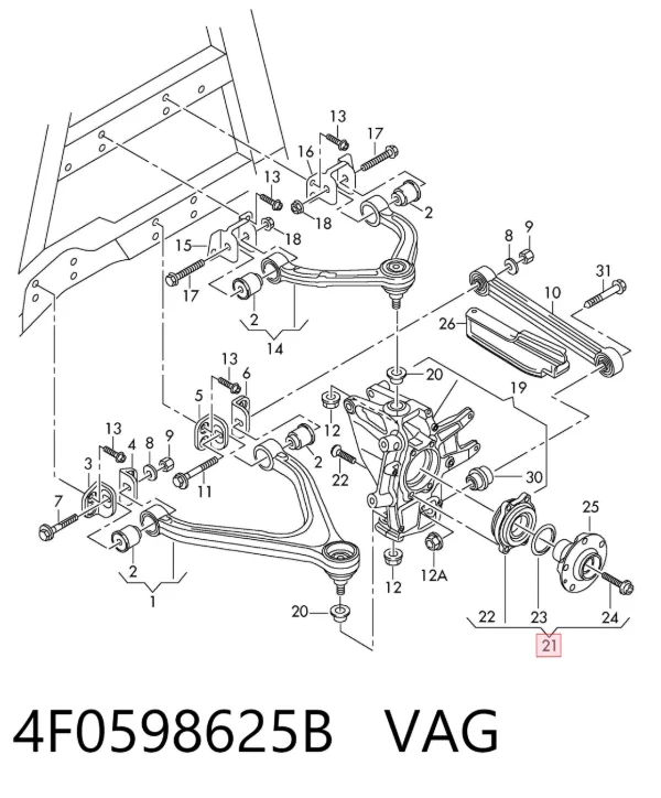 Cojinete de cubo delantero/trasero 4F0598625B VAG