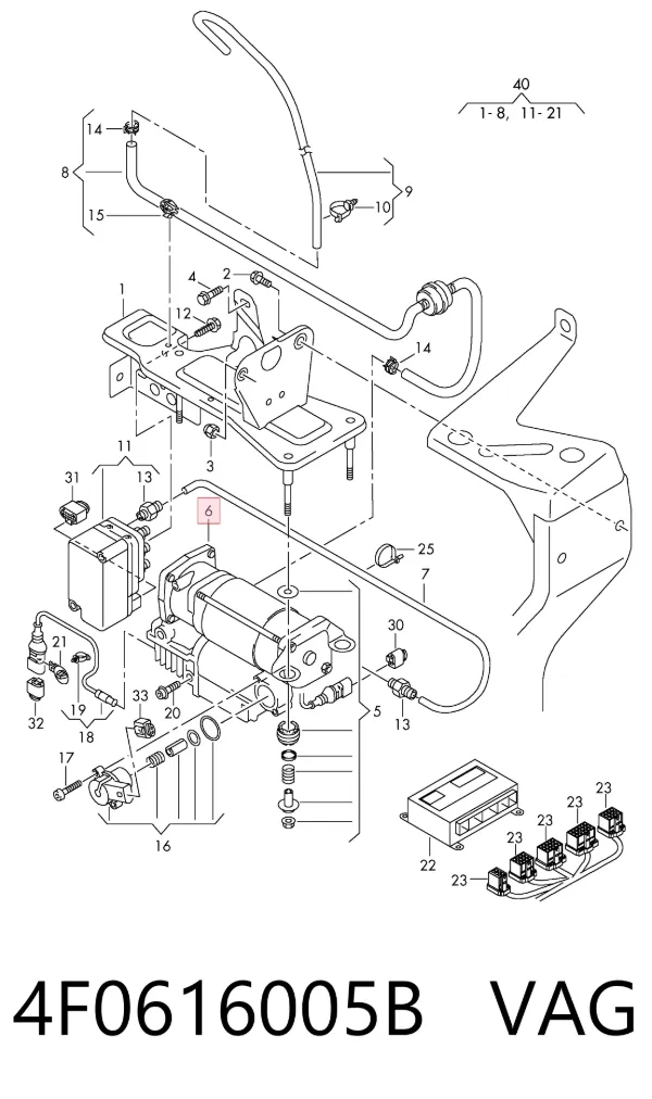 Compresor de suspensión neumática 4F0616005B VAG