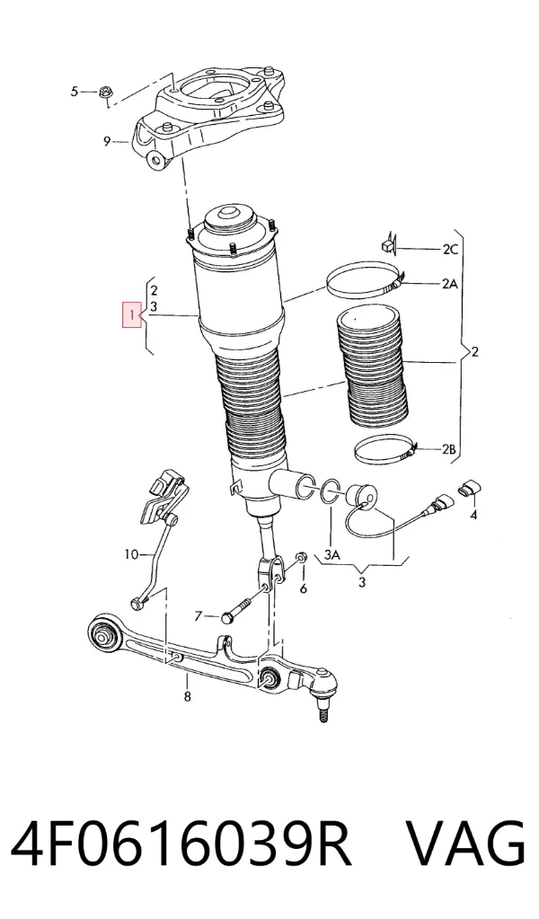 Amortiguador delantero izquierdo 4F0616039R VAG