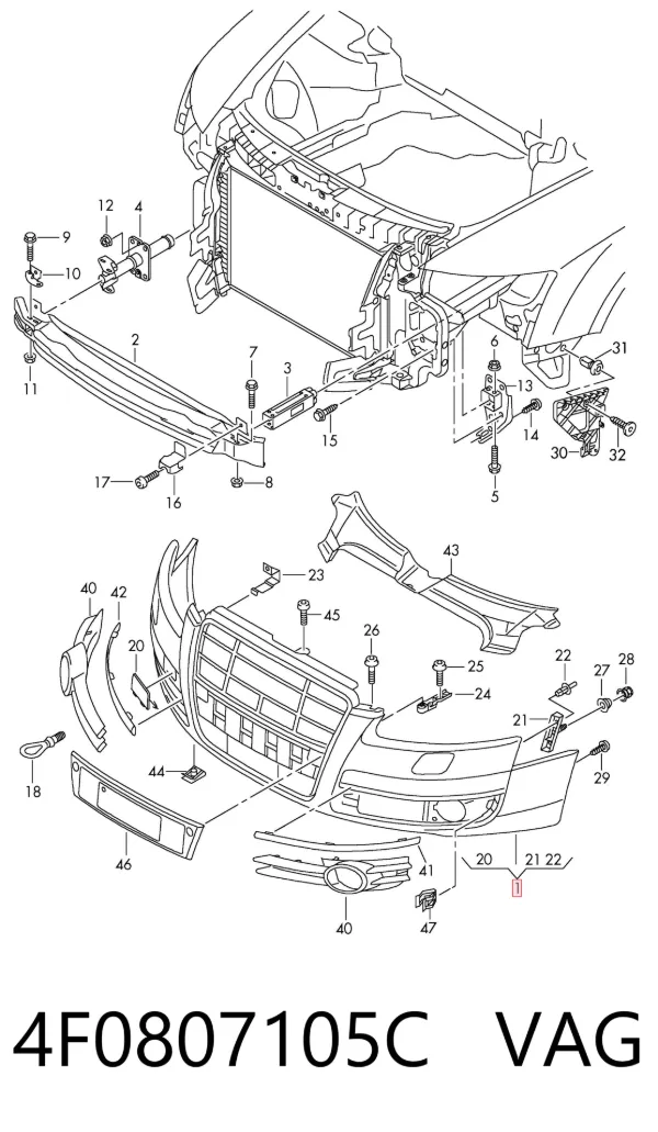 Paragolpes 4F0807105C VAG