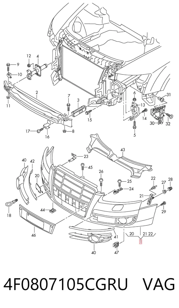 Paragolpes 4F0807105CGRU VAG