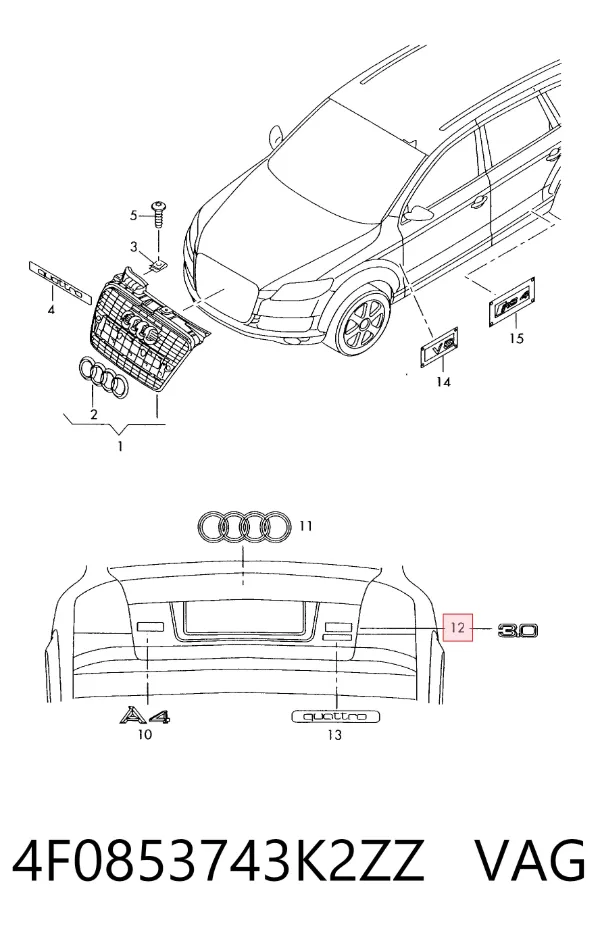 Emblema Audi A4 Avant B8