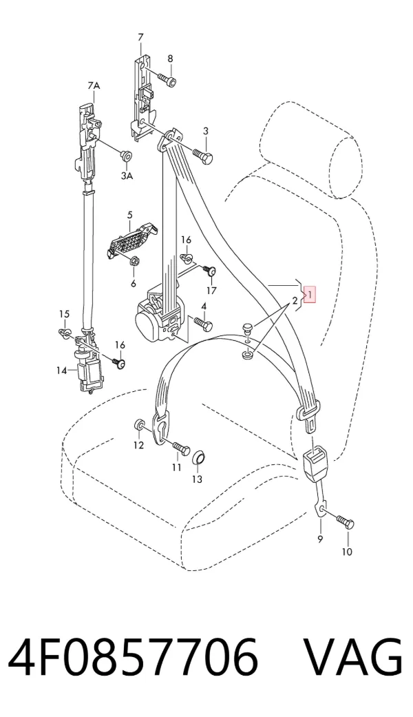 Cinturón de seguridad delantero derecho 4F0857706 VAG