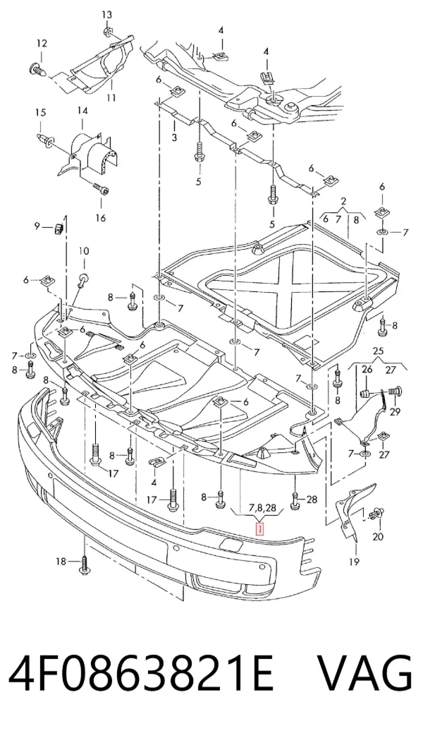 Protección delantera del motor 4F0863821E VAG