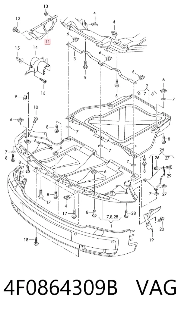 Protección izquierda del motor 4F0864309B VAG