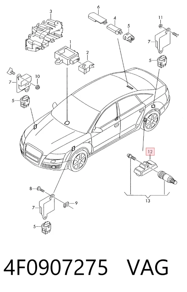 Sensor de presión de neumáticos 4F0907275 VAG