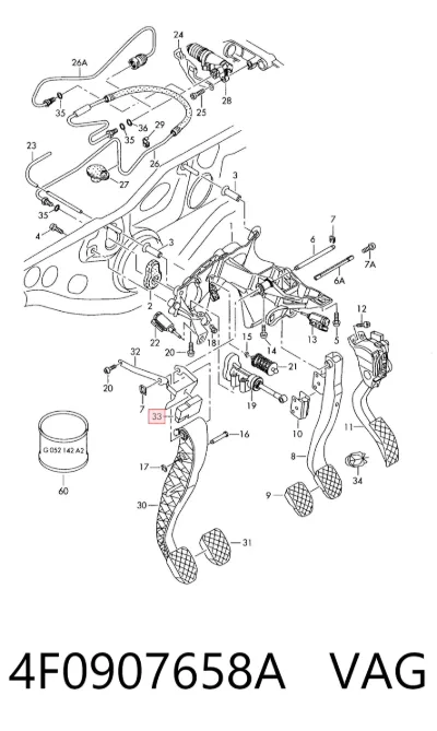 Sensor de posición del pedal de embrague VAG 4F0907658A