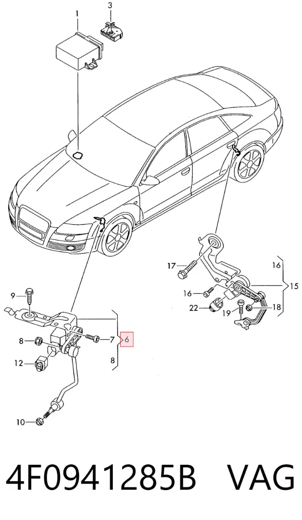 Sensor de nivel de carrocería delantero izquierdo 4F0941285B VAG