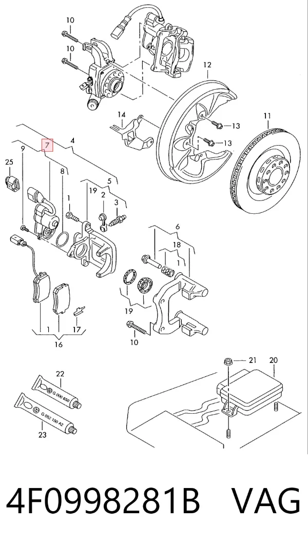 Motor del actuador de la pinza de freno trasera 4F0998281B VAG