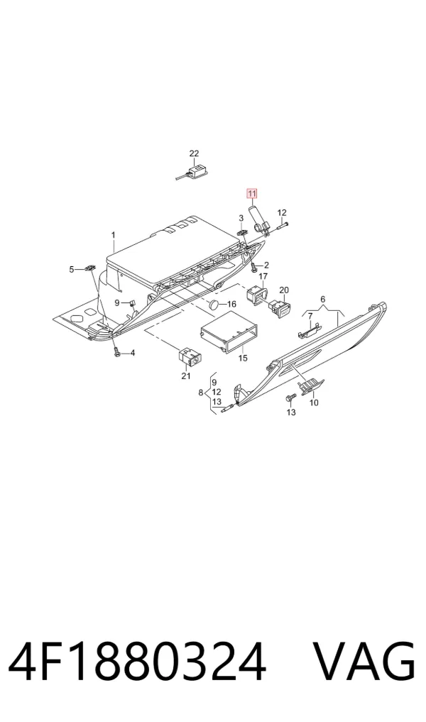 Amortiguador de tapa de guantera 4F1880324 VAG