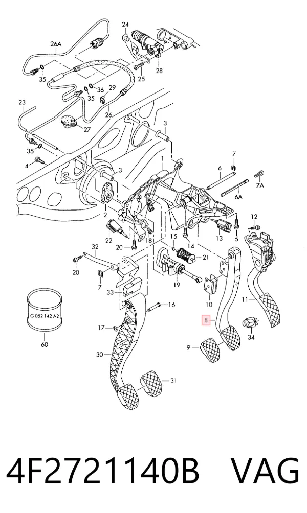 Pedal de freno 4F2721140B VAG