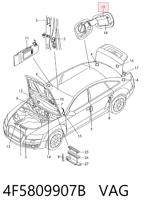 Tapa de la gasolina 4F5809907B VAG