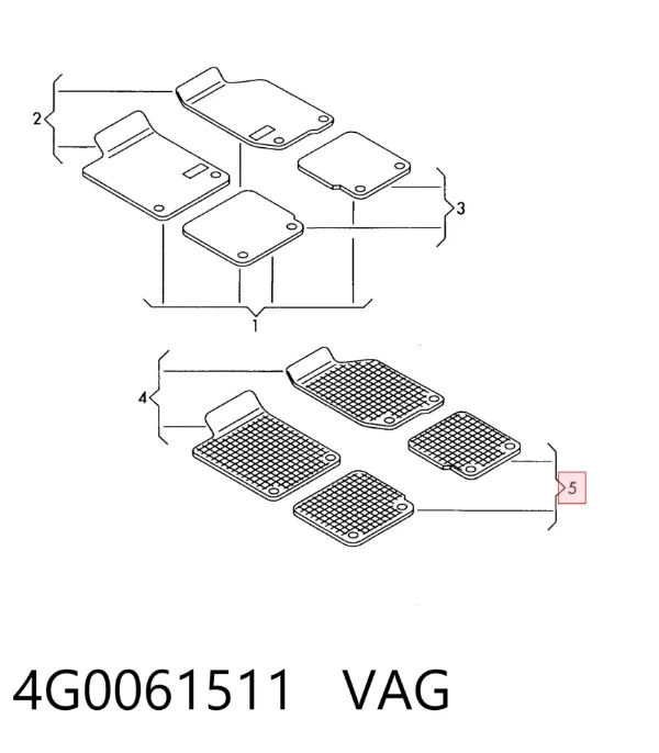 Juego de alfombrillas traseras, 2 piezas 4G0061511 VAG