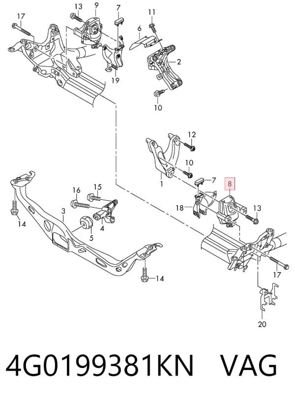 Soporte izquierdo del motor 4G0199381KN VAG