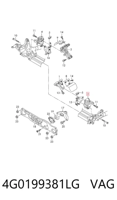 Soporte izquierdo del motor VAG 4G0199381LG