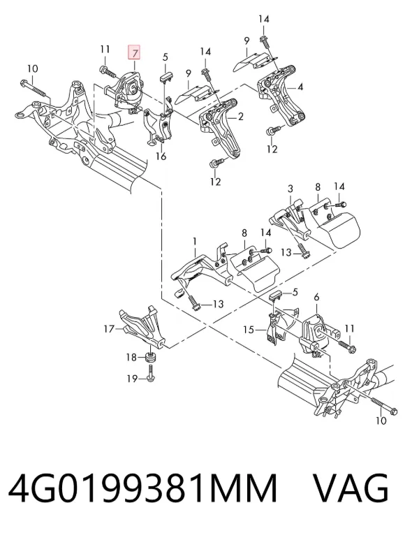 Soporte de motor derecho 4G0199381MM VAG