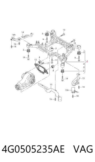 Subchasis trasero soporte motor VAG 4G0505235AE