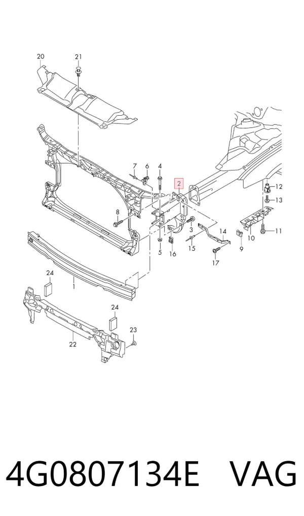 Soporte del refuerzo del parachoques delantero 4G0807134E VAG