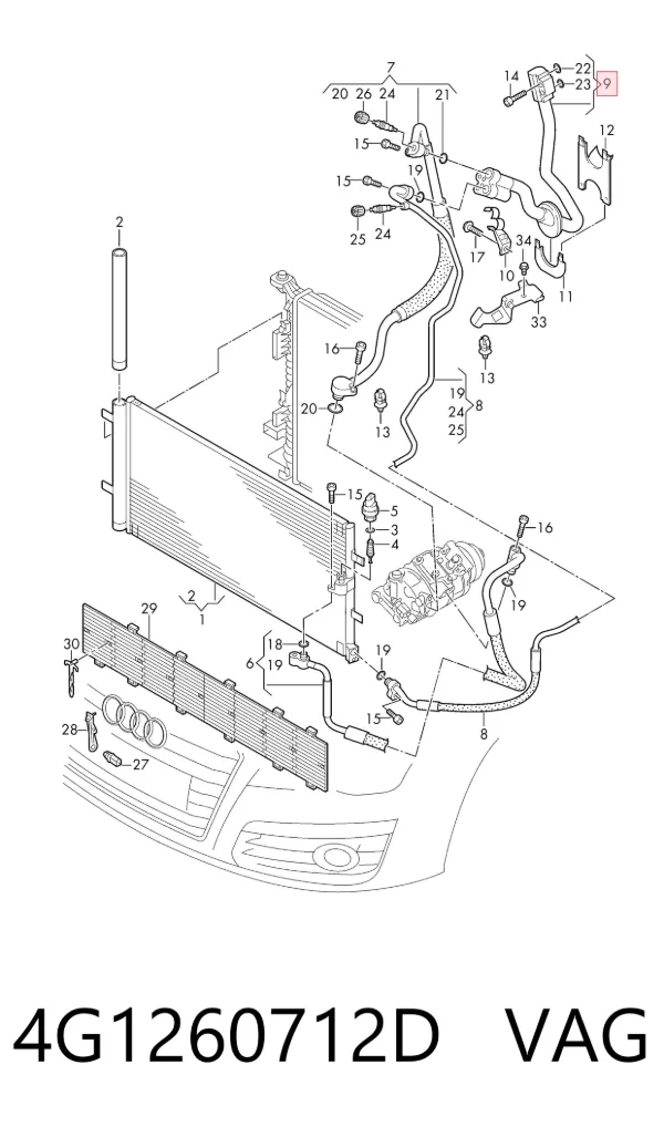 Manguera de aire acondicionado de condensador a evaporador 4G1260712D VAG
