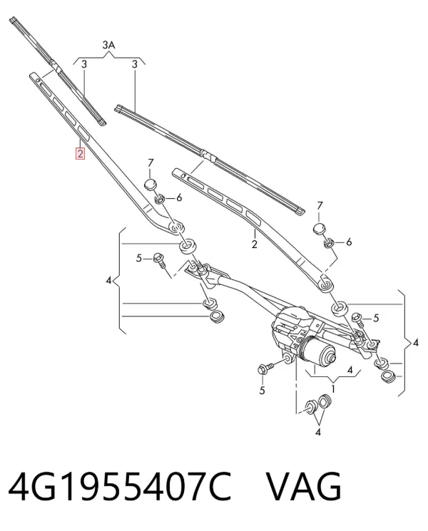 Brazo del limpiaparabrisas 4G1955407C VAG