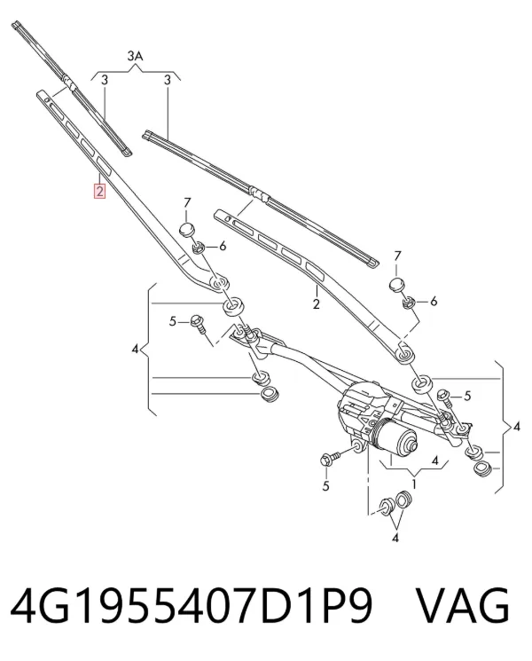 Brazo del limpiaparabrisas 4G1955407D1P9 VAG