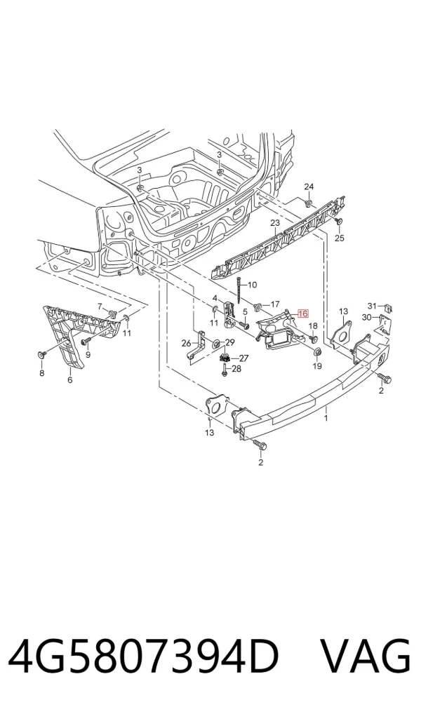 Soporte del parachoques trasero derecho 4G5807394D VAG