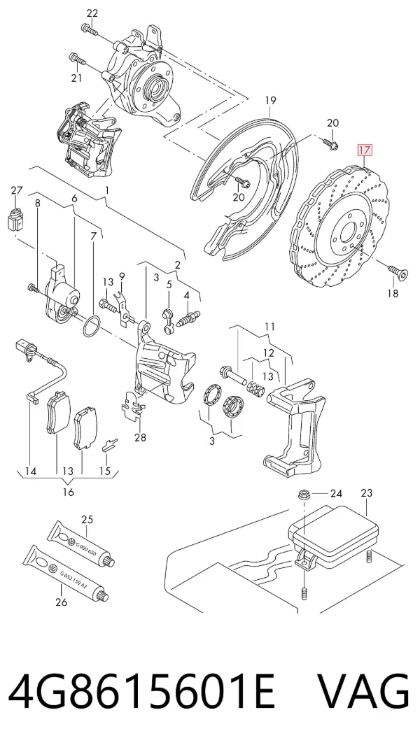 Disco de freno trasero 4G8615601E VAG