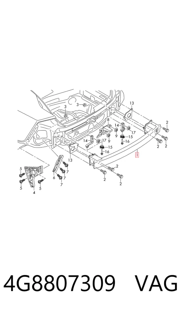 Refuerzo parachoques trasero Audi A7 Sportback