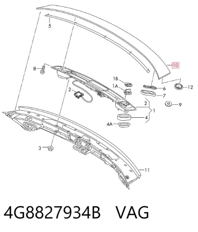 Alerón de puerta trasera VAG 4G8827934B