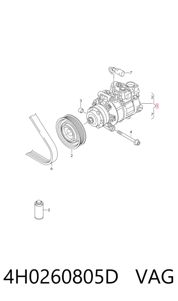 Compresor de aire acondicionado 4H0260805D VAG