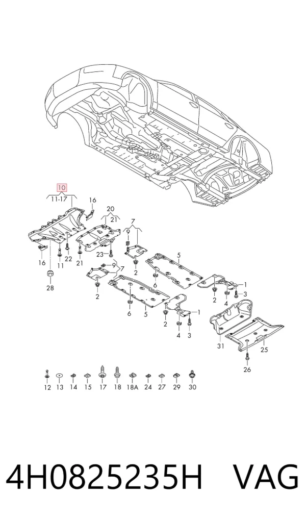 Protección motor / empotramiento 4H0825235H VAG