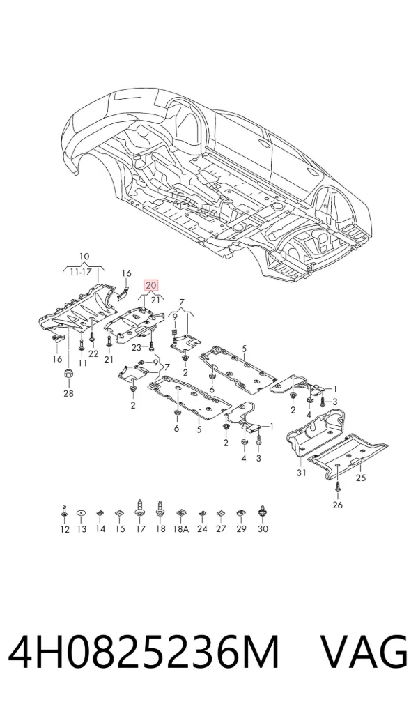 Protección trasera del motor 4H0825236M VAG