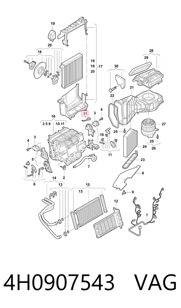 Sensor de temperatura de calefactor auxiliar 4H0907543 VAG