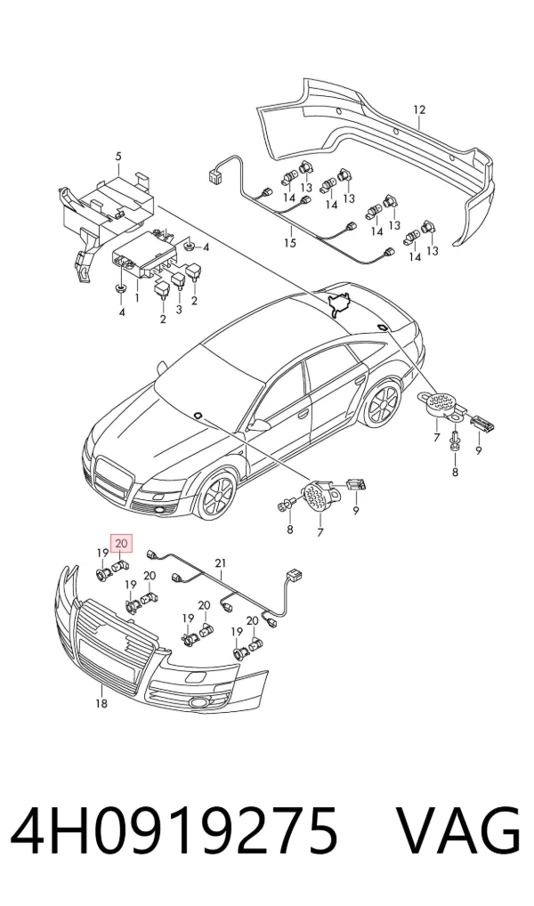 Sensor de estacionamiento delantero 4H0919275 VAG