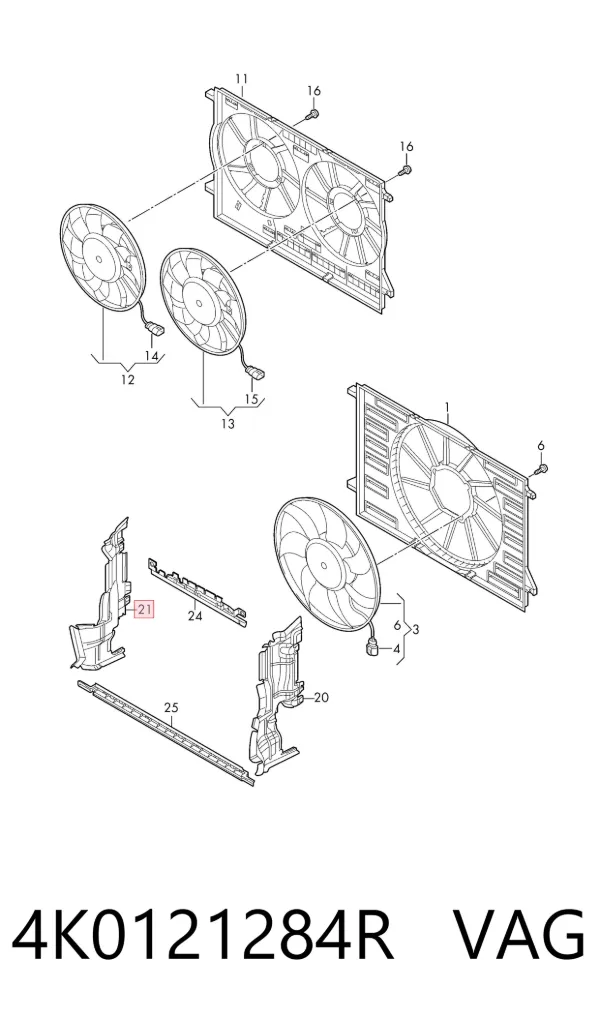 Deflector de aire del radiador derecho 4K0121284R VAG