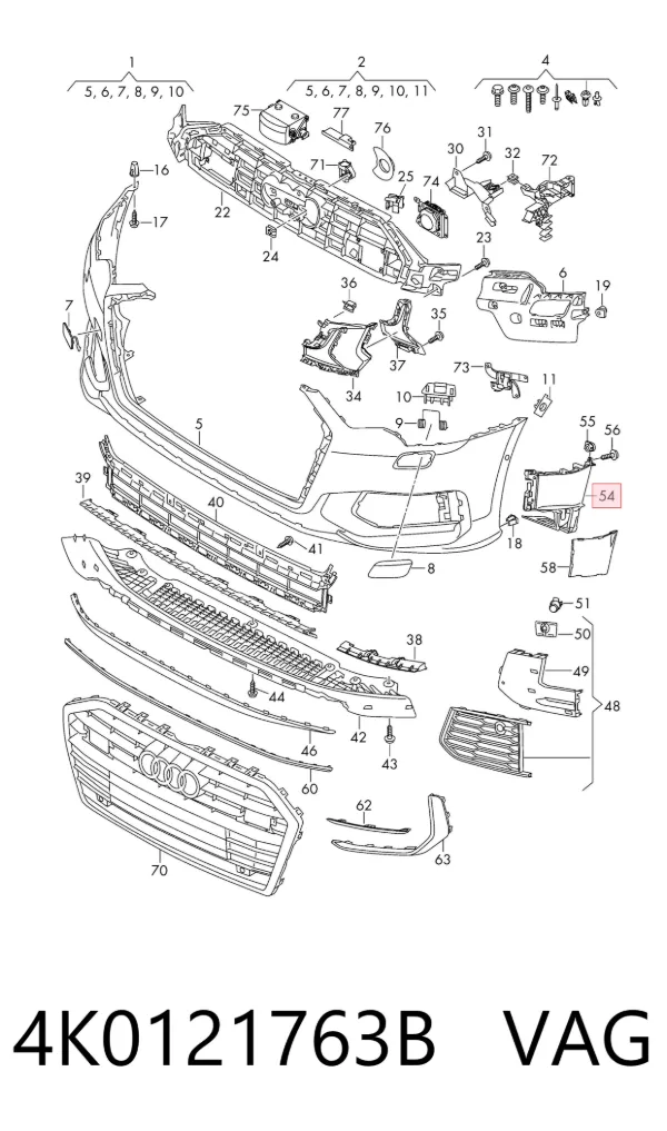 Deflector izquierdo del parachoques delantero 4K0121763B VAG