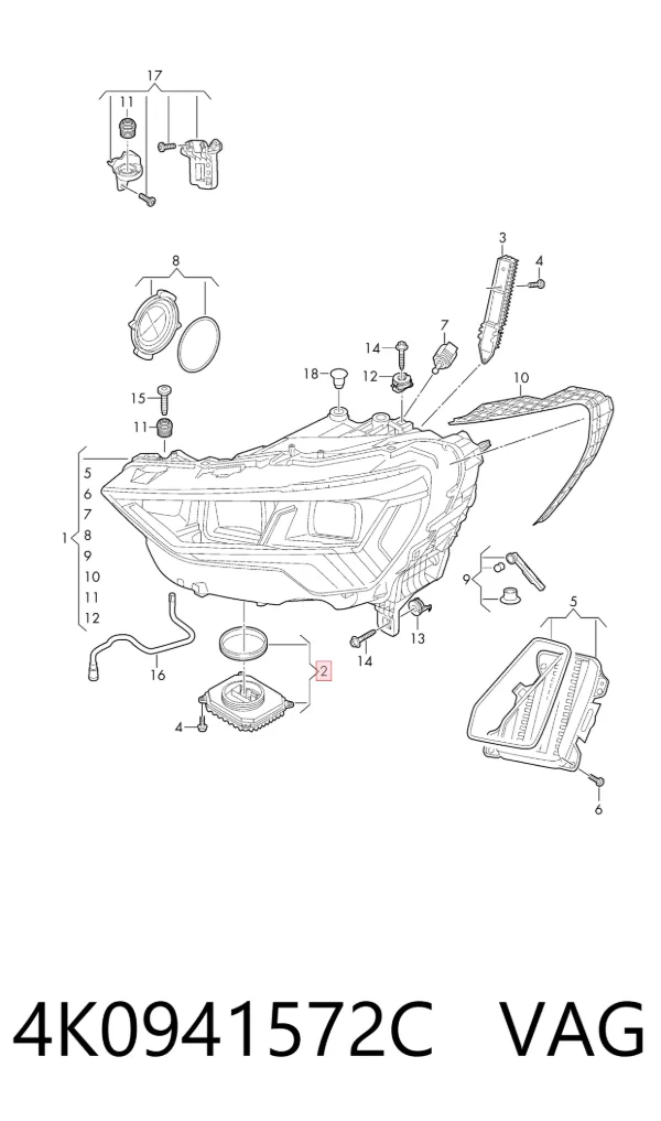 Módulo de control de luces de faros (ECU) 4K0941572C VAG