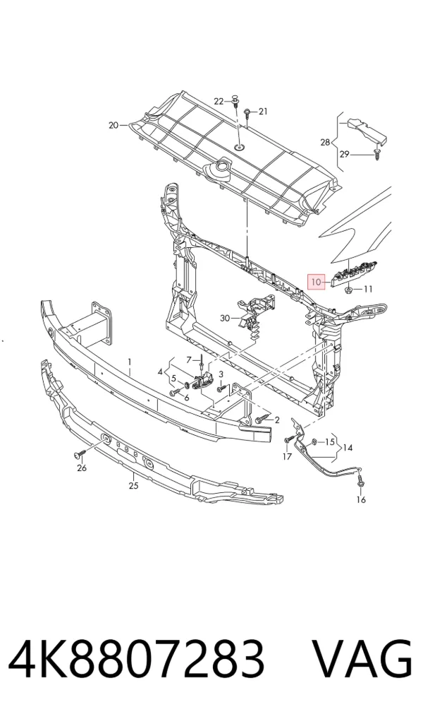 Soporte de parachoques delantero izquierdo 4K8807283 VAG