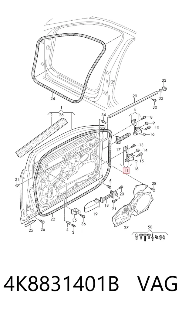 Bisagra de puerta delantera izquierda 4K8831401B VAG