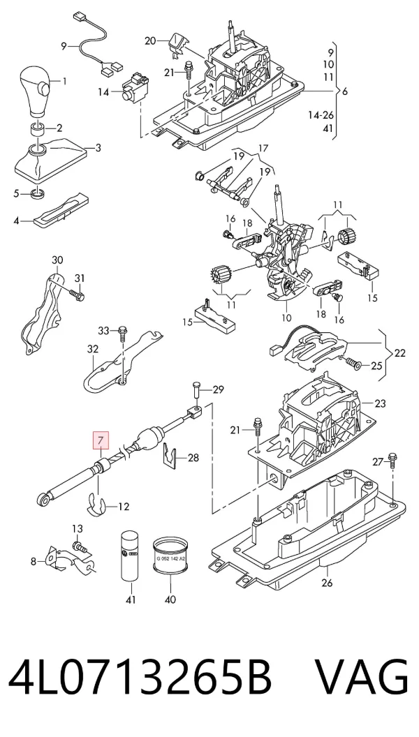 Cable de caja de cambios 4L0713265B VAG