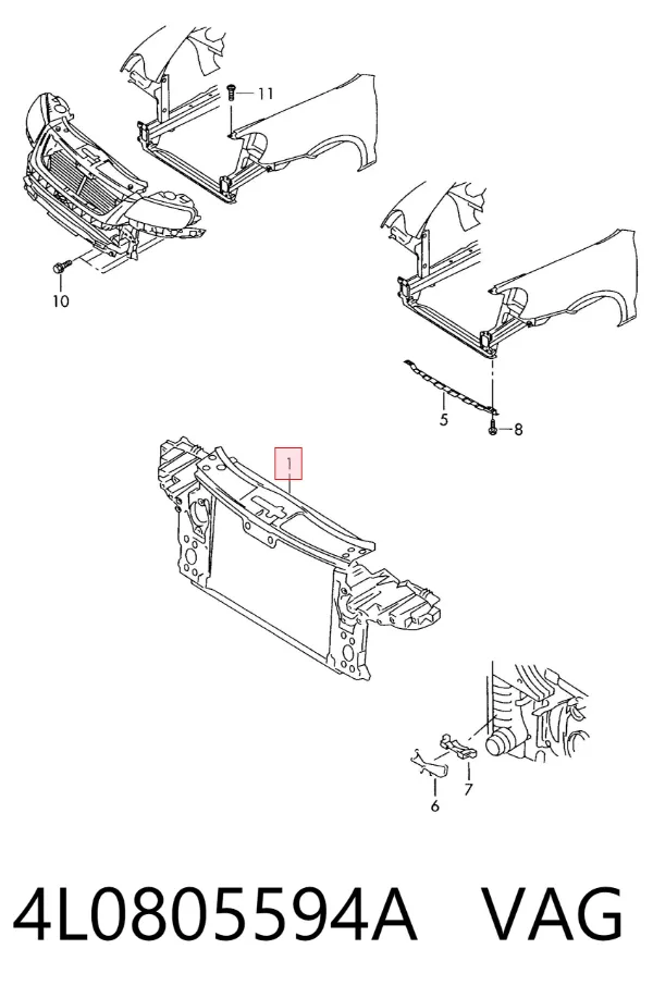 Soporte de radiador 4L0805594A VAG