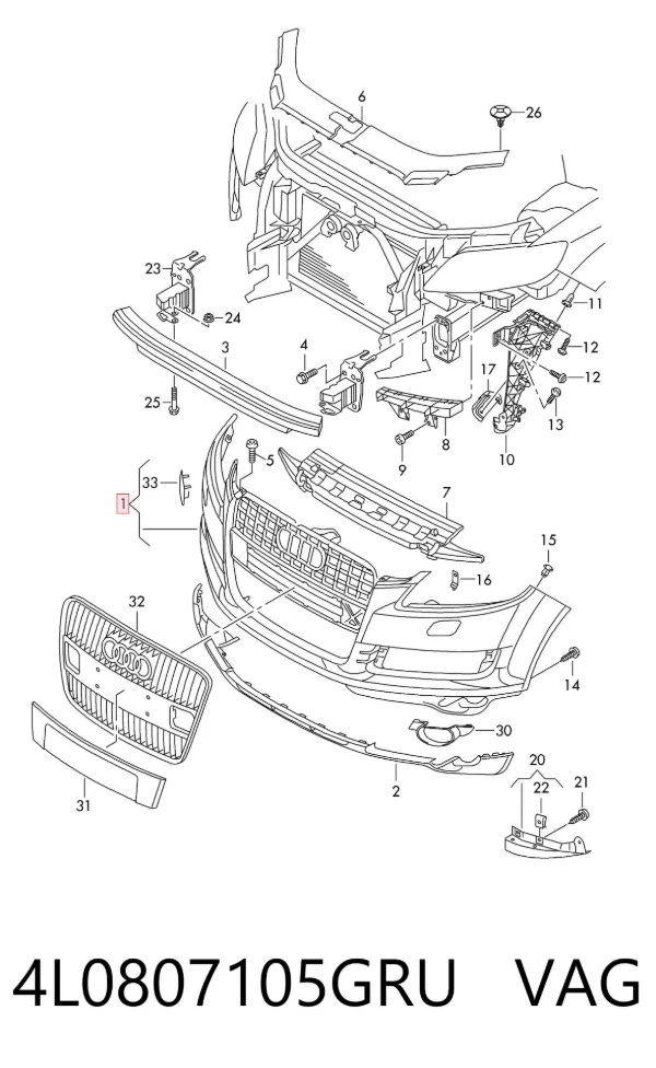 Paragolpes 4L0807105GRU VAG