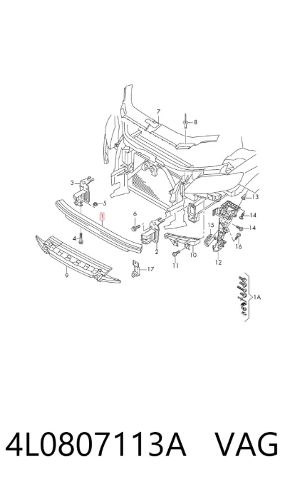 Refuerzo de parachoques delantero VAG 4L0807113A