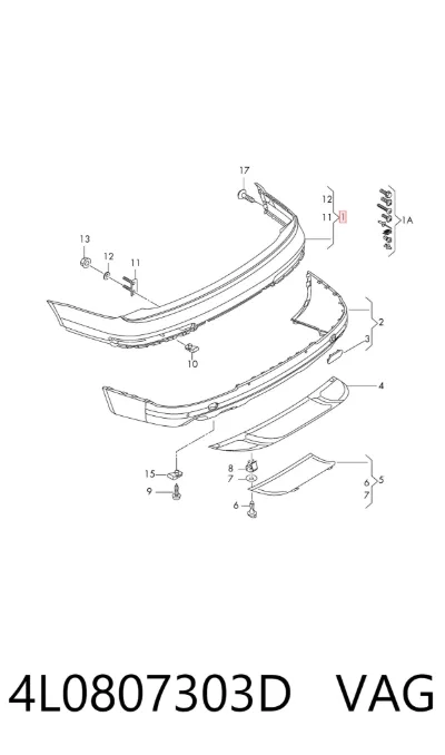 Parachoques trasero, parte superior VAG 4L0807303D