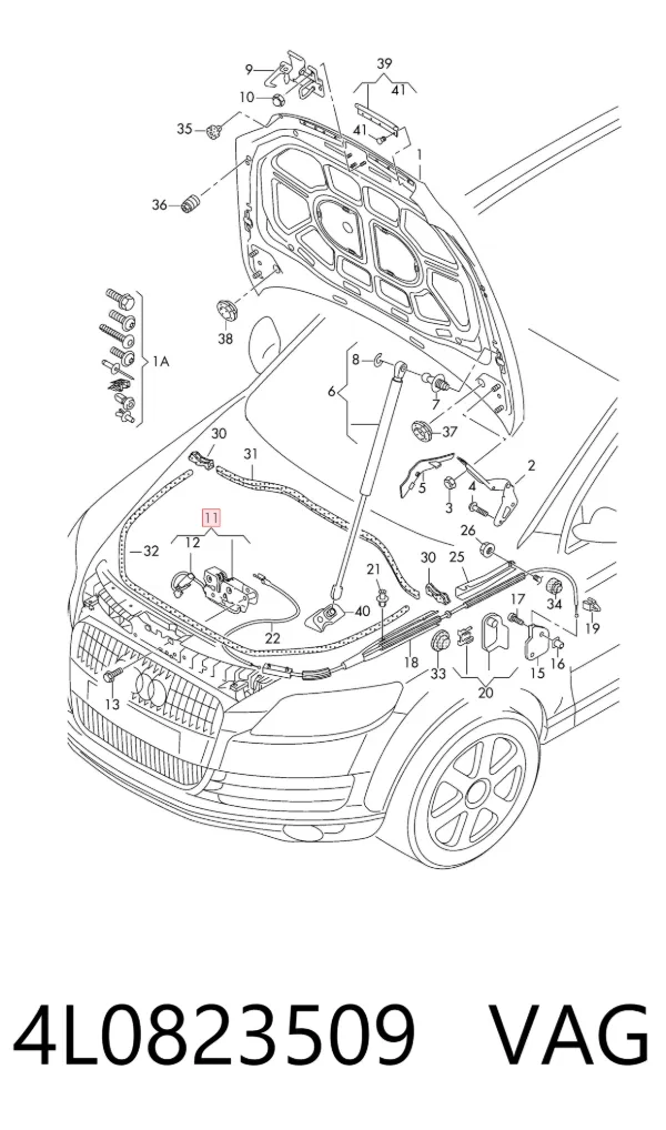 Cerradura de capó 4L0823509 VAG