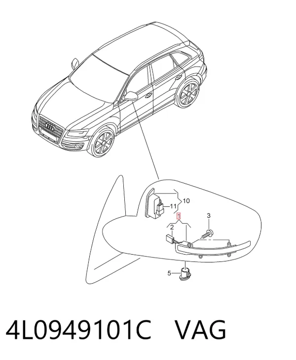 Luz intermitente de espejo retrovisor izquierdo 4L0949101C VAG